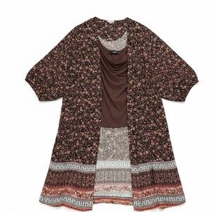 Avenue Longline Open Front Kimono Floral Boho Plus Size 18/20​